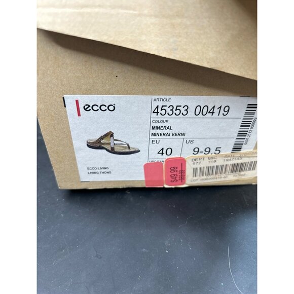 Ecco Womens Living Thong Sandals EU 40 US 9-9.5 Brown Croc Embossed Leather - Picture 5 of 8